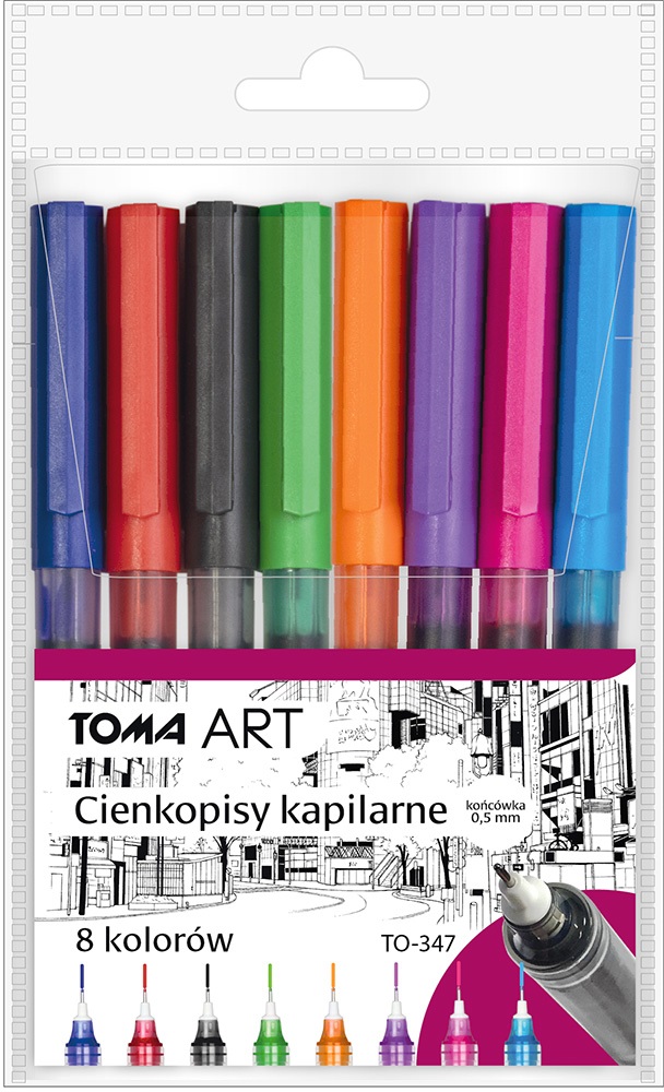 Cienkopis kapilarny 0,5 (8szt) mix Toma