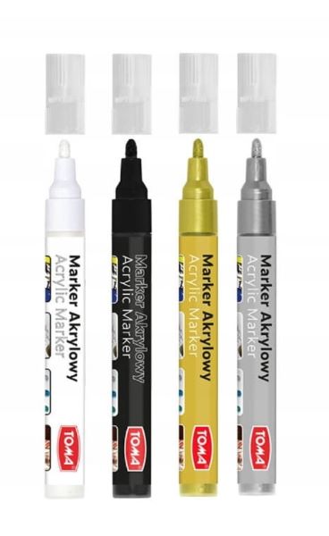 Marker akrylowy mix 3kol (niebieski, czerwony, biały) TO-402 Toma