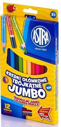 Kredki ołówkowe trójkątne Astra Jumbo tęczowe 12kol 312118002