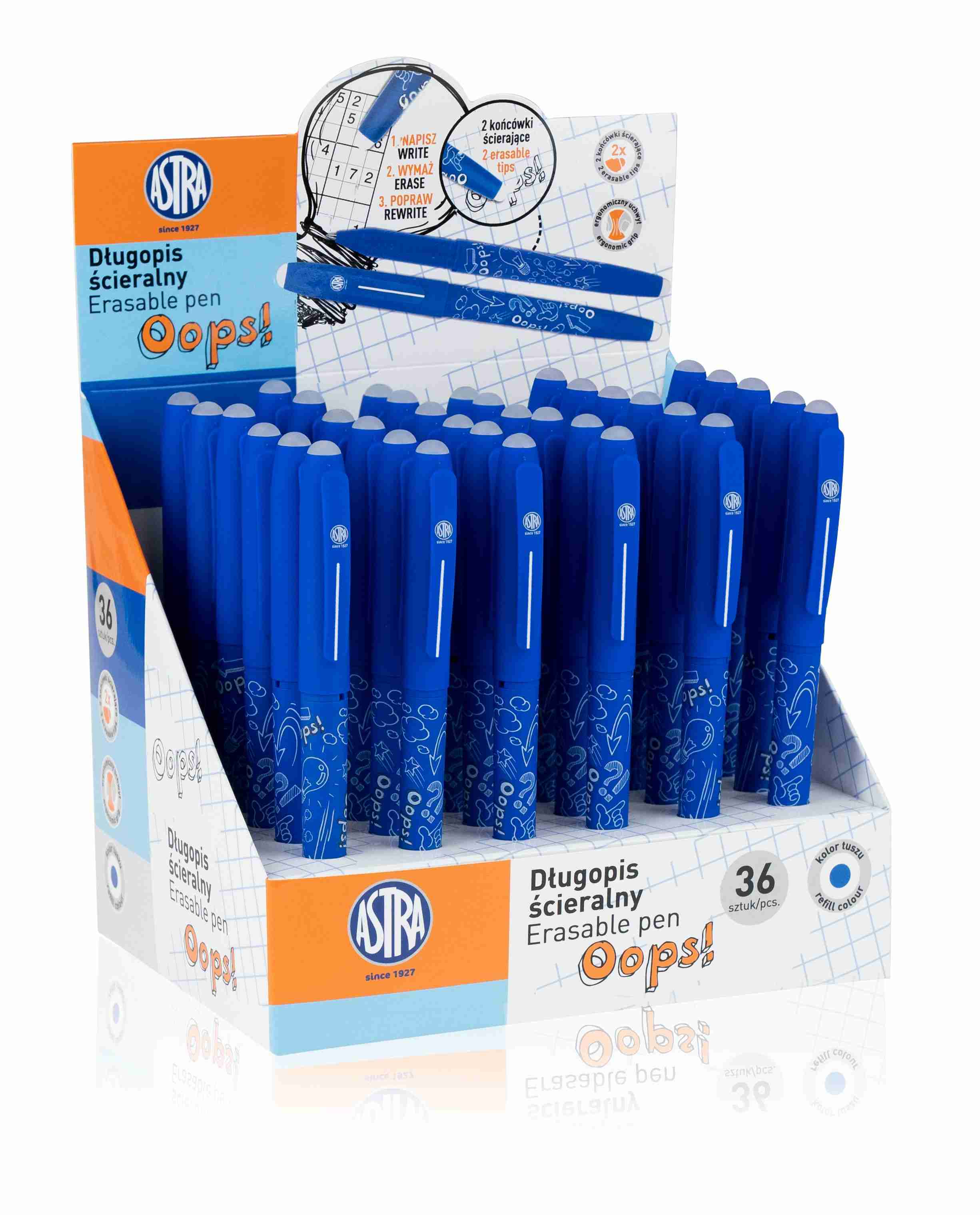 Długopis wymazywalny OOPS! niebieski Zenit