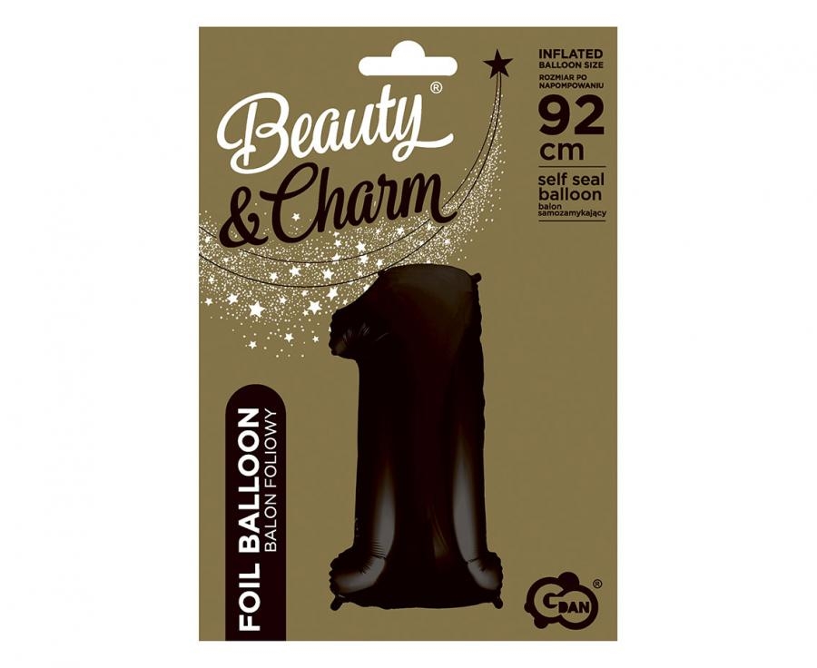 Balon foliowy ,,Cyfra 1" czarna 92 cm GoDan