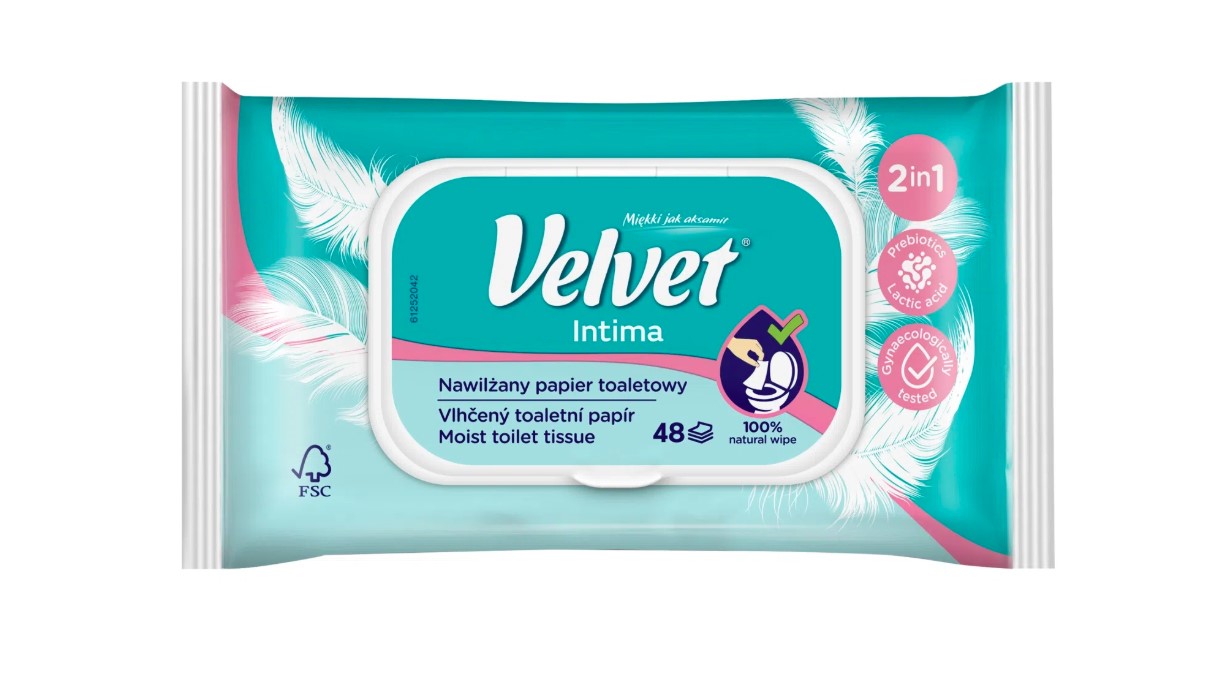 Papier toaletowy nawilżany Velvet Moist Intima 48 szt.