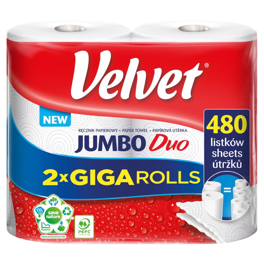 Ręcznik papierowy Velvet Jumbo Duo 2 x Giga Rolls 480 listków