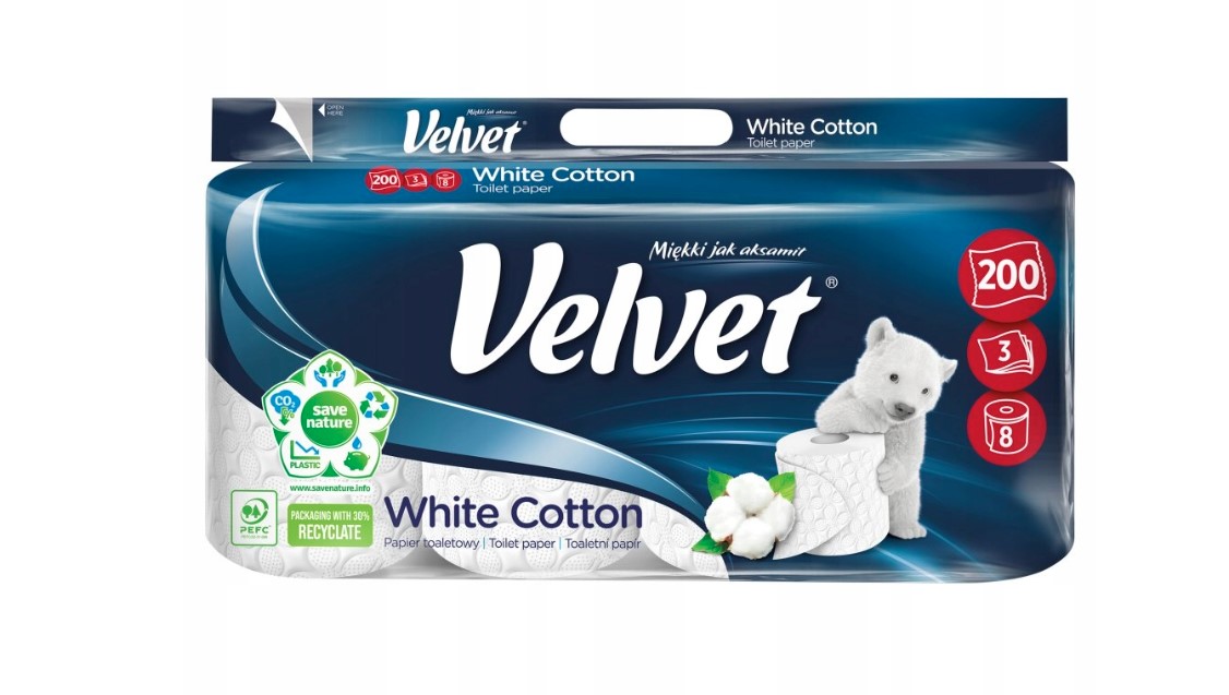 Papier toaletowy Velvet (8) 3 warstwy biały