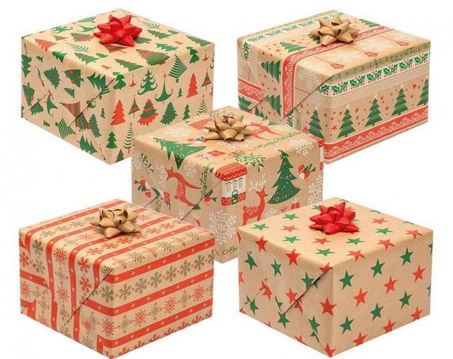 Papier ozdobny kraft 70x200cm (1ark) Kraft Gwiazdka zest.5 Grafika P2 Pol-Mak