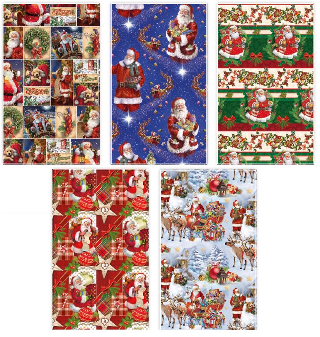 Papier ozdobny 70x200cm (1ark) Gwiazdka zest.6 Mikołaje - dziecięce Grafika P2 Pol-Mak