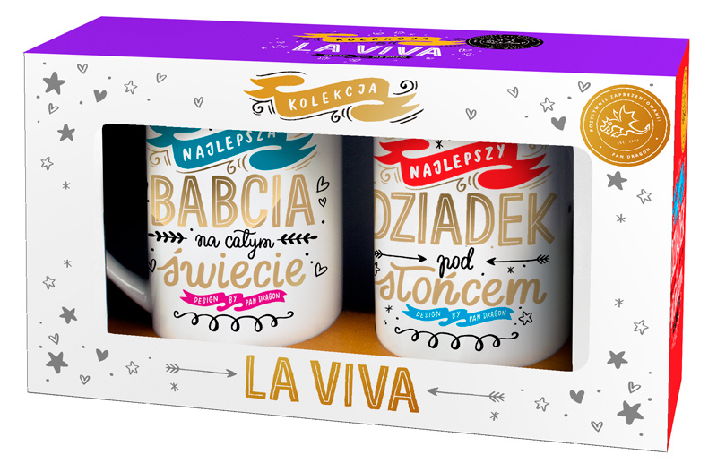 Zestaw kubków La Viva! Gold-Babcia i Dziadek Pan Dragon