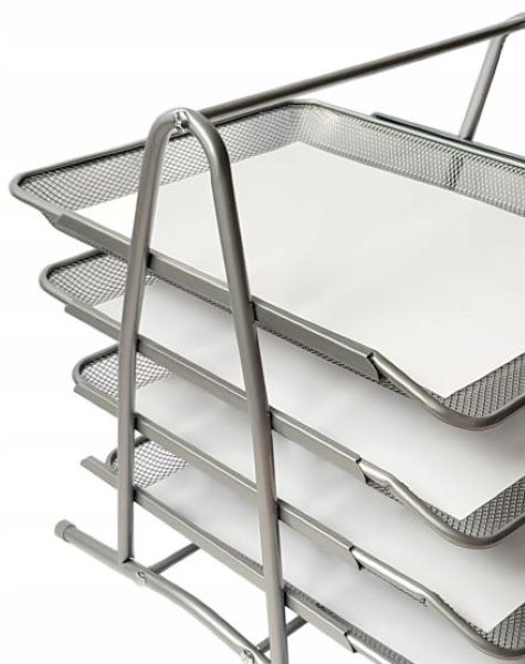 Półka na dokumenty 4A srebrna siatka (4 szuflady)