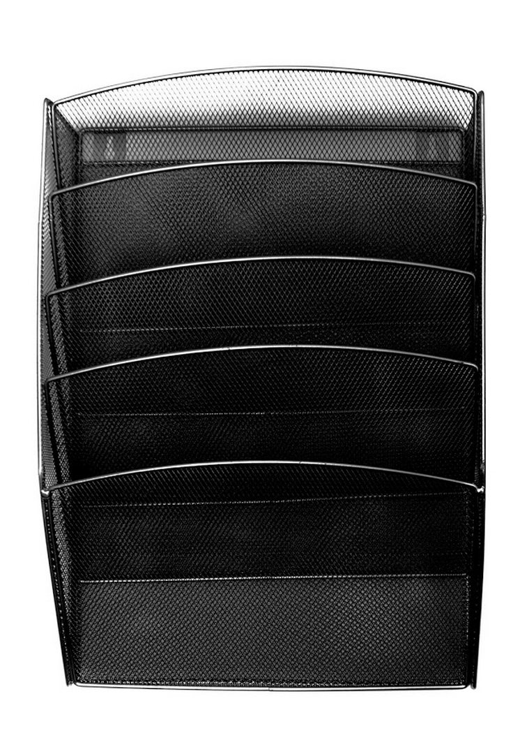 Półka na dokumenty naścienna wisząca z siatki czarna Tres (5 przegródek)