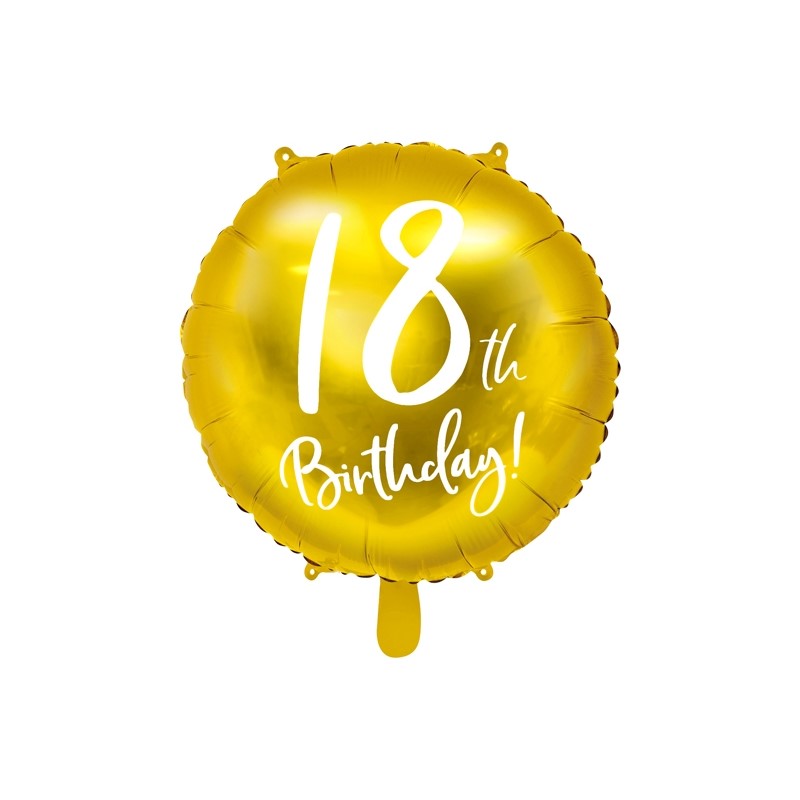 Balon foliowy 18th Birthday złoty 45cm FB24M-18-019 PartyDeco