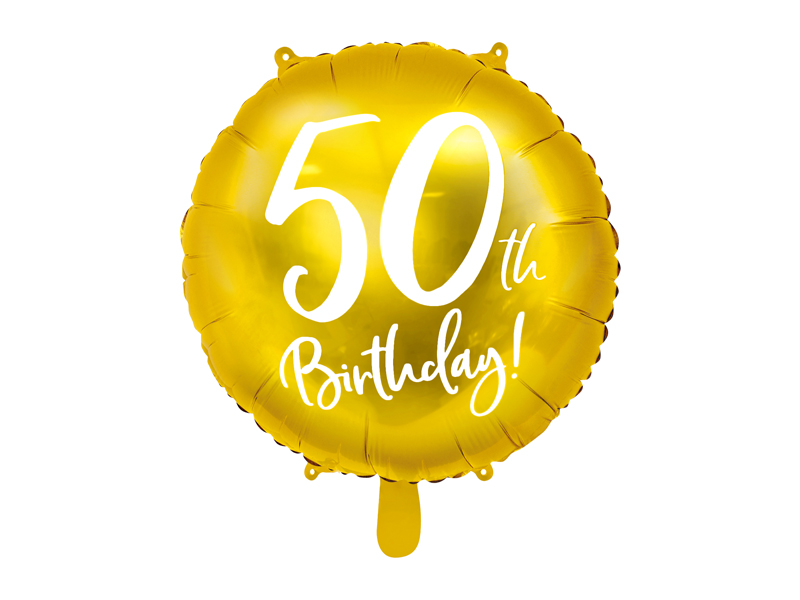 Balon foliowy 50th Birthday złoty 45cm FB24M-50-019 PartyDeco