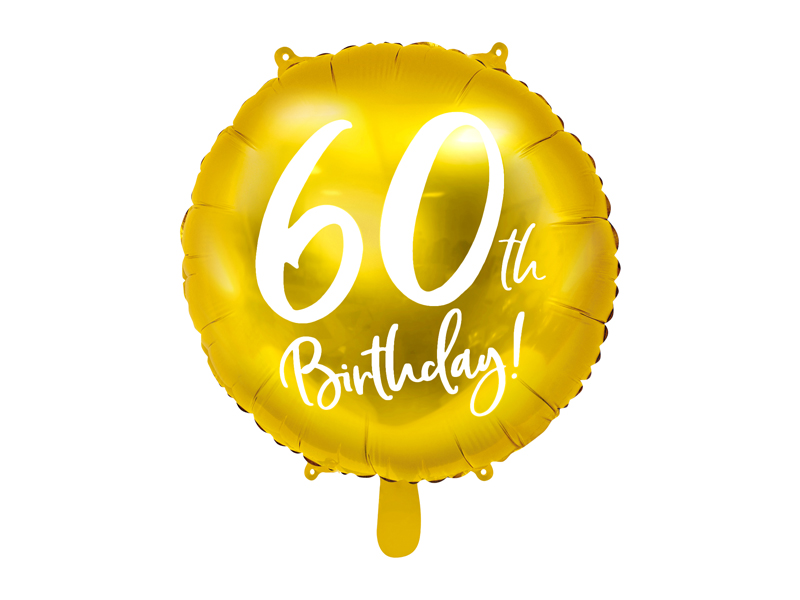 Balon foliowy 60th Birthday złoty 45cm FB24M-60-019 PartyDeco