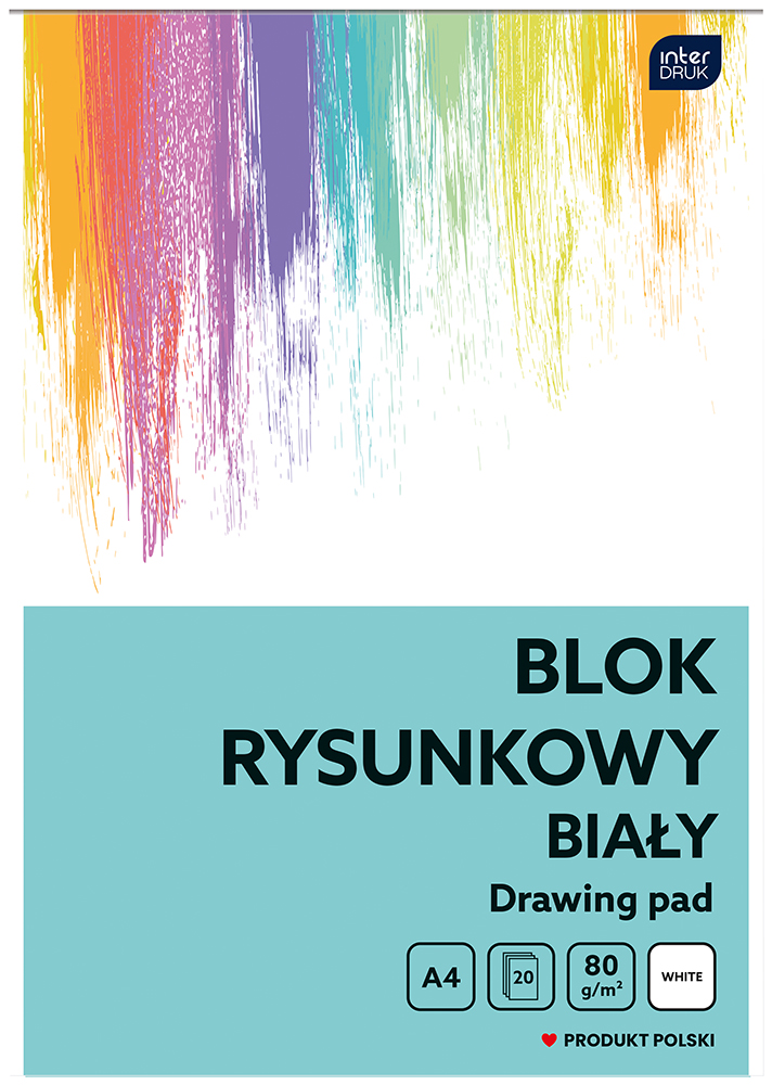Blok rysunkowy A4 20 kartek 80g biały Interdruk