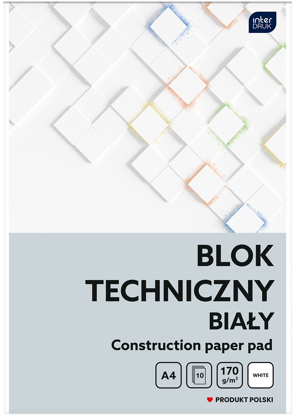 Blok techniczny A4/170g biały 10 kartek Interdruk
