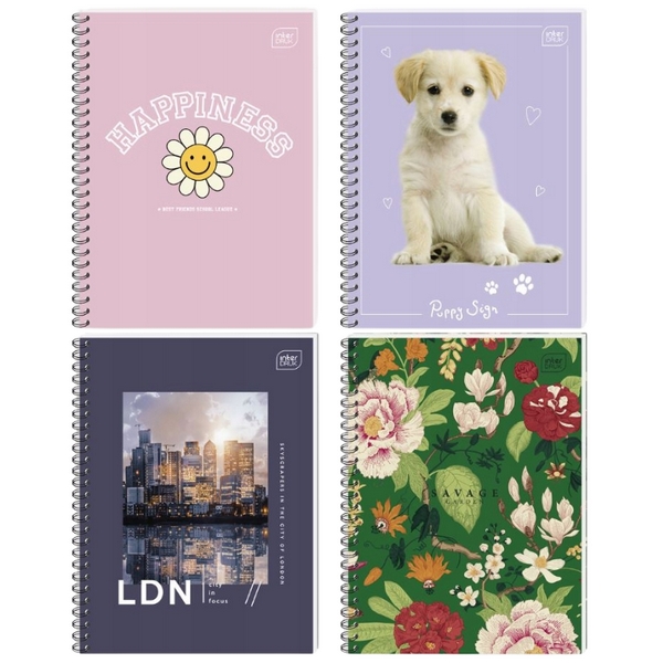 Kołozeszyt w kratkę A6, mix, 80 kartek, Interdruk