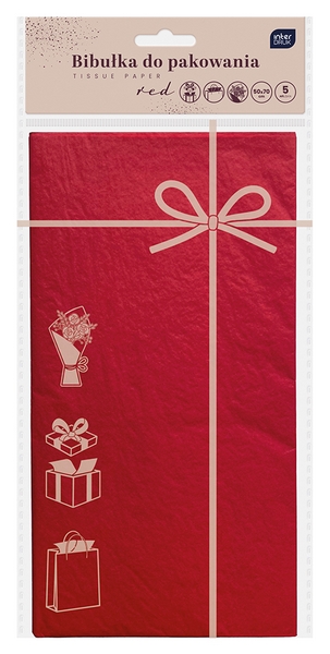 Bibułka do pakowania prezentów 50x70 czerwona Interdruk