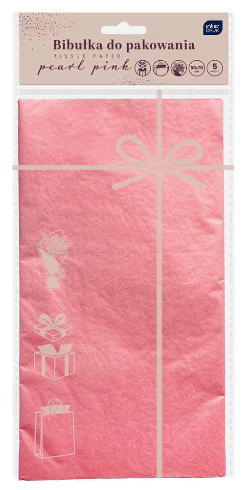 Bibułka do pakowania prezentów 50x70 perłowy róż Interdruk