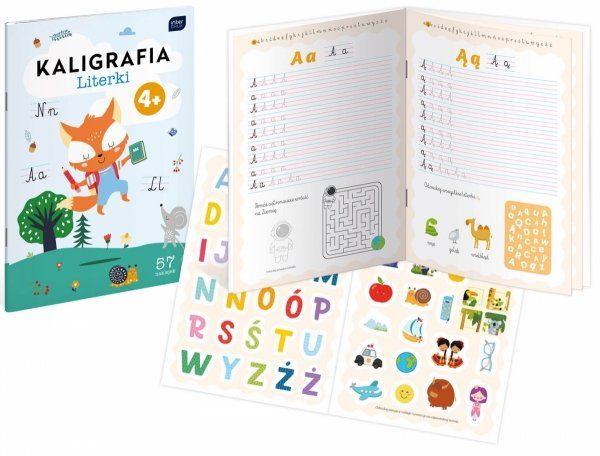 Kolorowanka z nakl. A4 16 Kaligrafia Litery + zadania Interdruk