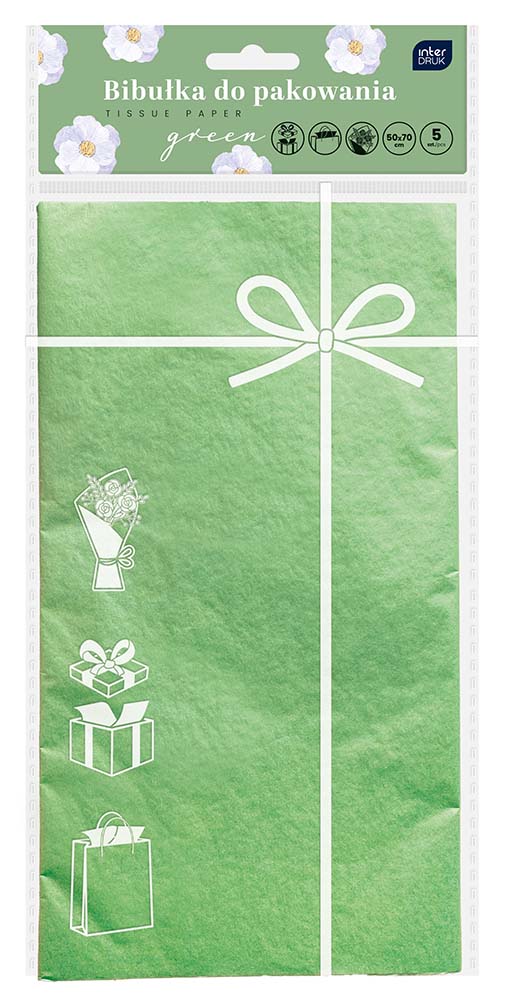 Bibułka do pakowania prezentów 50x70 zIelona Interdruk