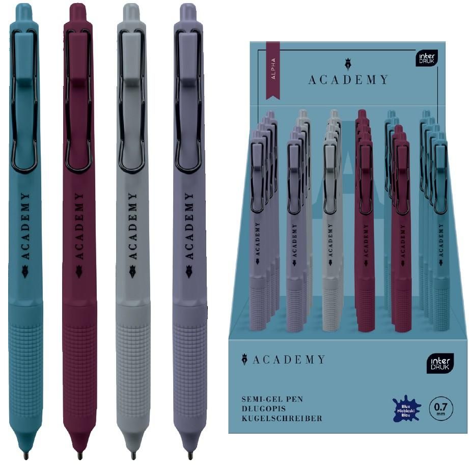 Długopis automatyczny z gripem niebieski ALPHA