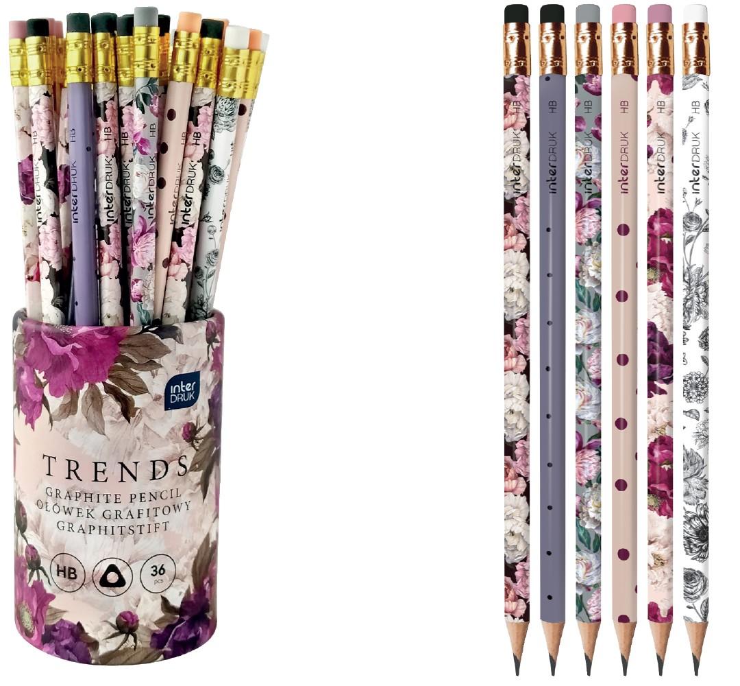 Ołówek grafitowy z gumką TRENDS Interdruk