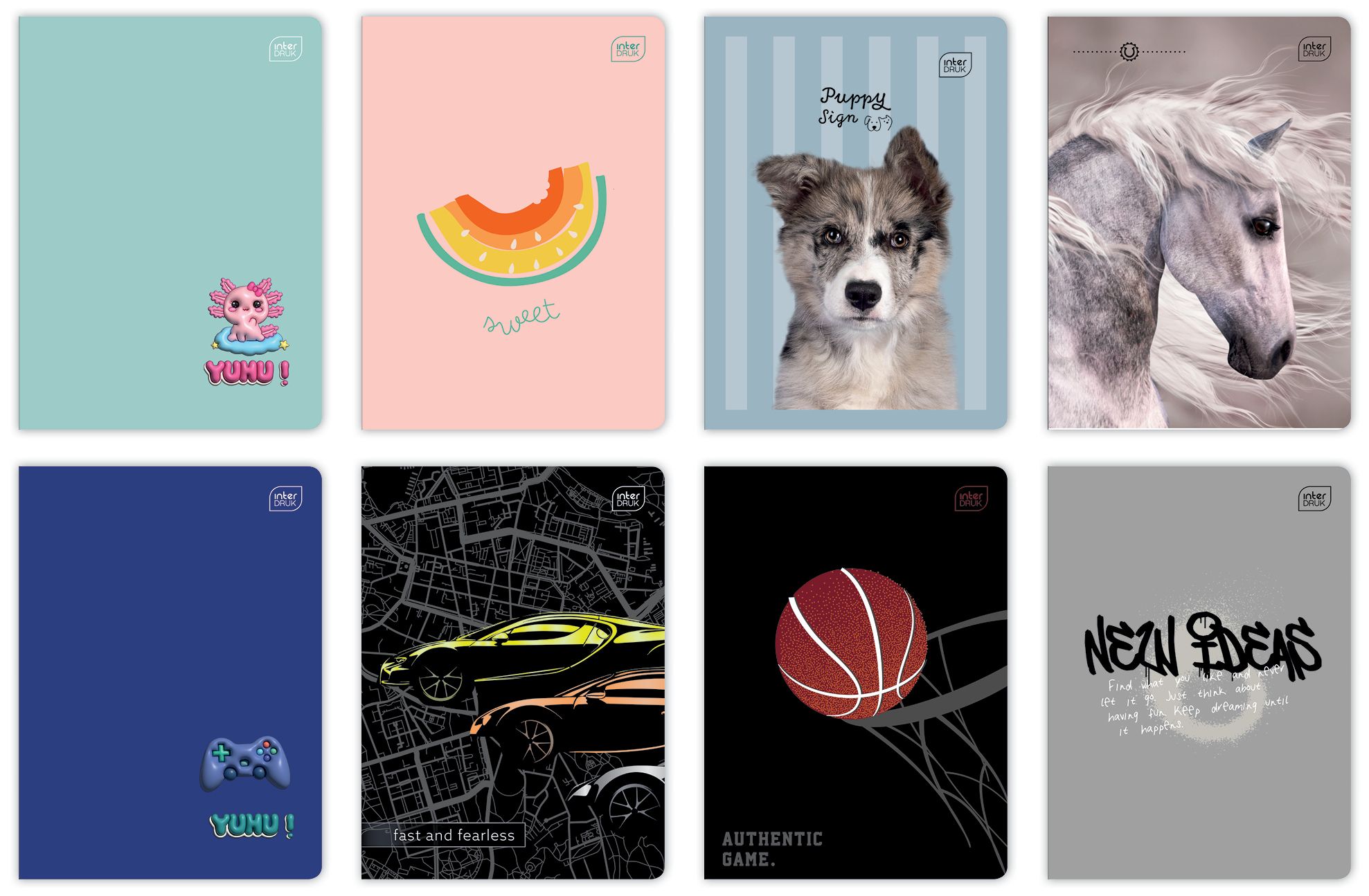 Zeszyt A5/32k. kratka kolor  70g UV mix Interdruk