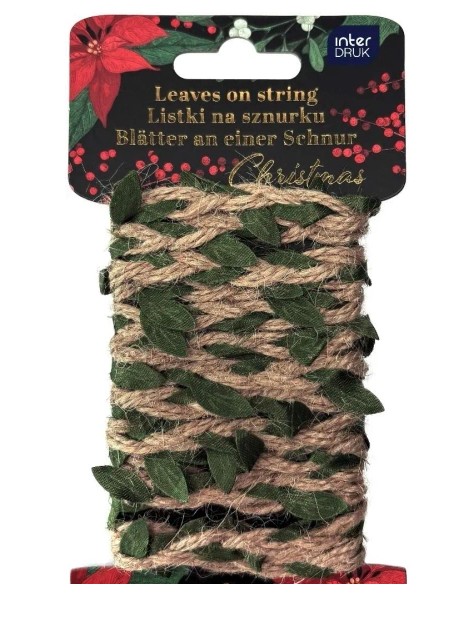 Listki na naturalnym sznurku 2m Christams Interdruk