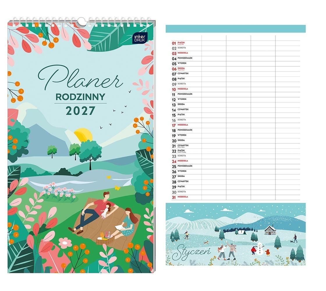Kalendarz ścienny planer rodzinny 25x43 Razem Interdruk