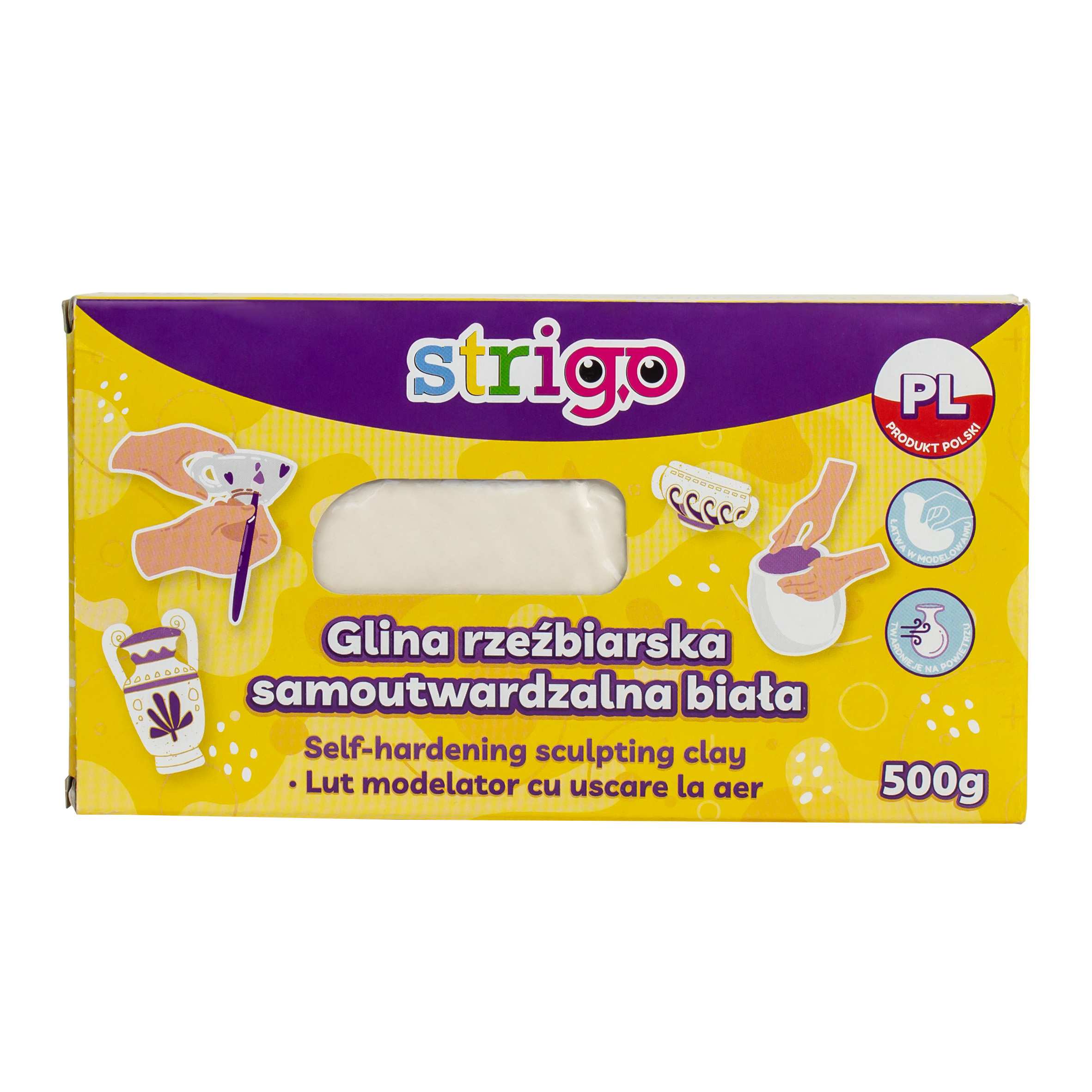 Glina rzeźbiarska samoutwardzalna biała 500g Strigo