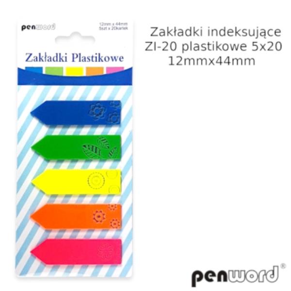 Zakładki indeks. ZI-20 plastikowe 5x20 12mmx44mm Polsirhurt