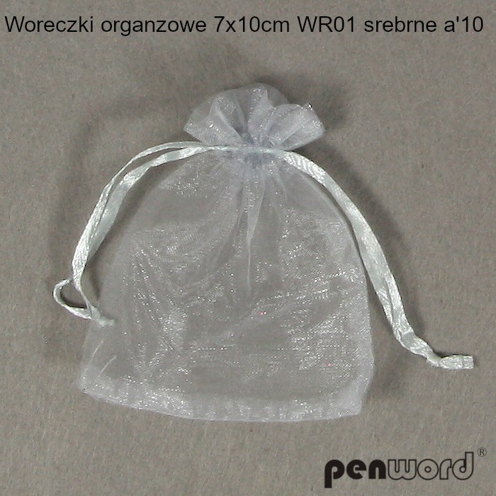 Woreczki organzowe 7x10cm.WR01 srebrne (10szt.) Polsirhurt