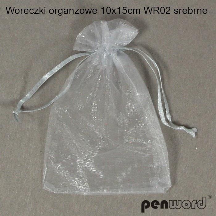 Woreczki organzowe 10x15cm.WR02 srebrne (10szt.) Polsirhurt