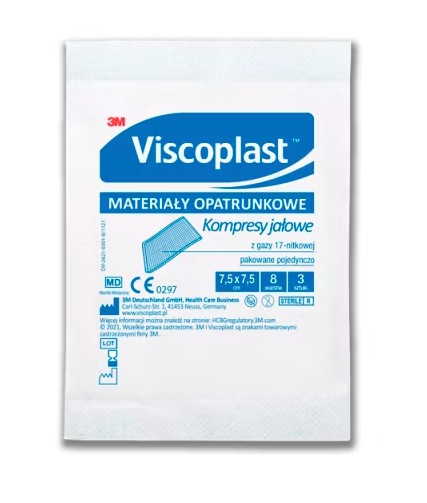 Kompresy gazowe wyjałowione Viscoplast 7,5x7,5 cm (3 szt. w opak)