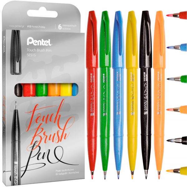 Pisak Brush Sign Pen 6szt. Pentel
