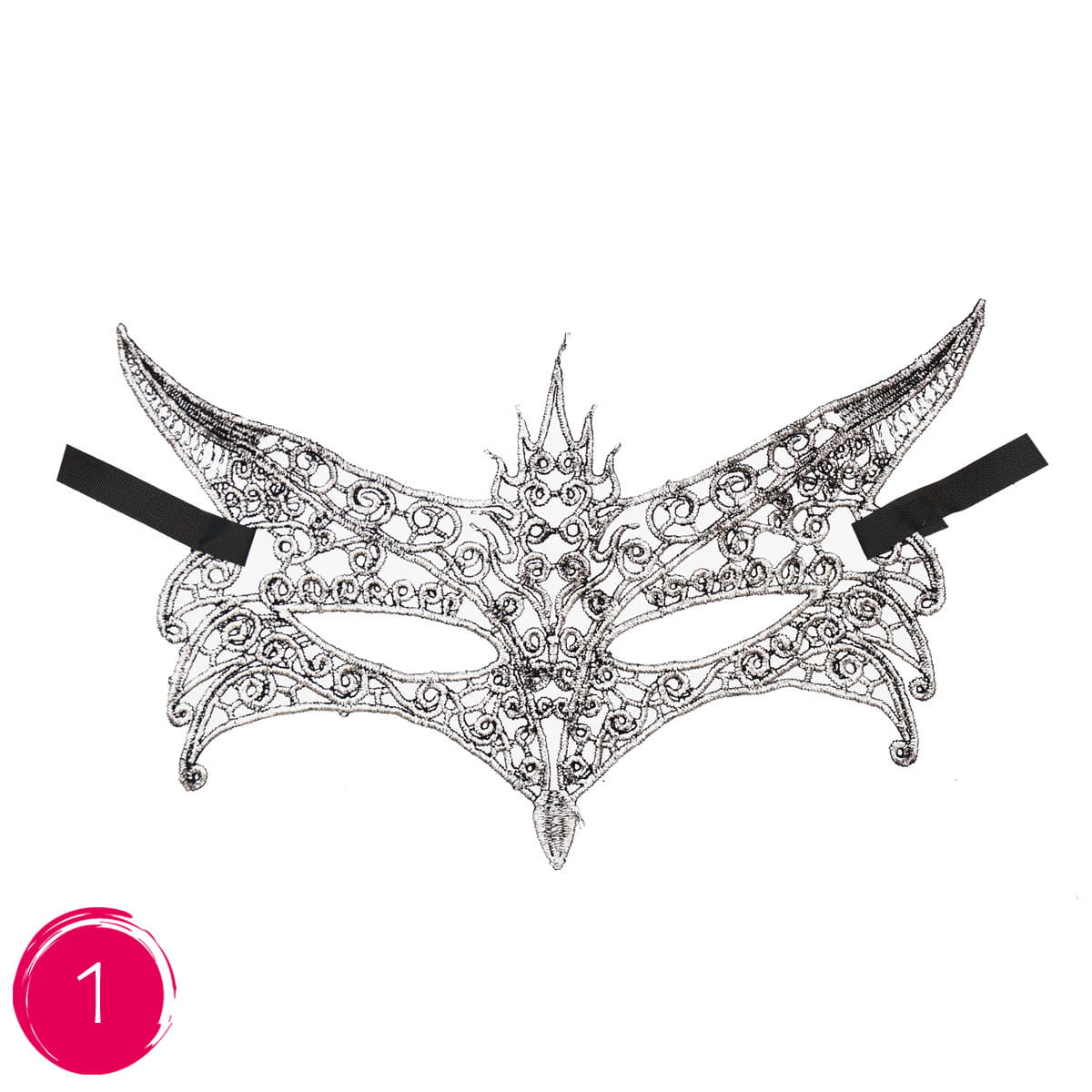 Subtelna maska koronkowa glamour srebrna KM3348SRE Arpex