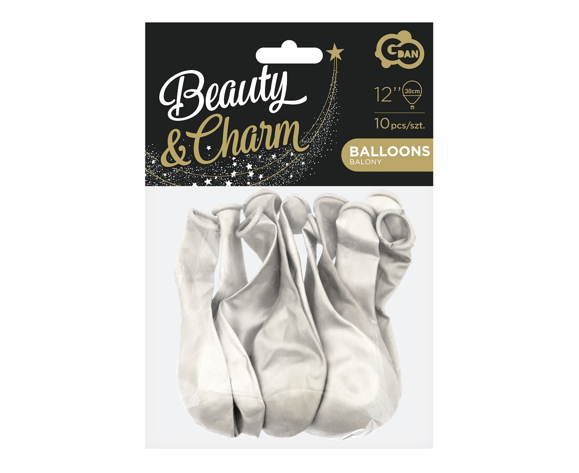 Balony Beauty&Charm metaliki białe 12" (10szt.) CB-1MBI GoDan