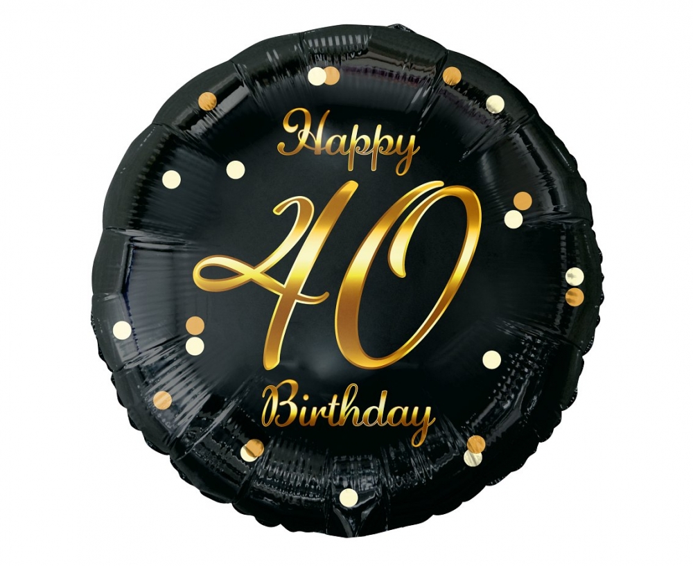 Balon foliowy Happy 40 Birthday czarny nadruk złoty 18" FG-O40Z GoDan