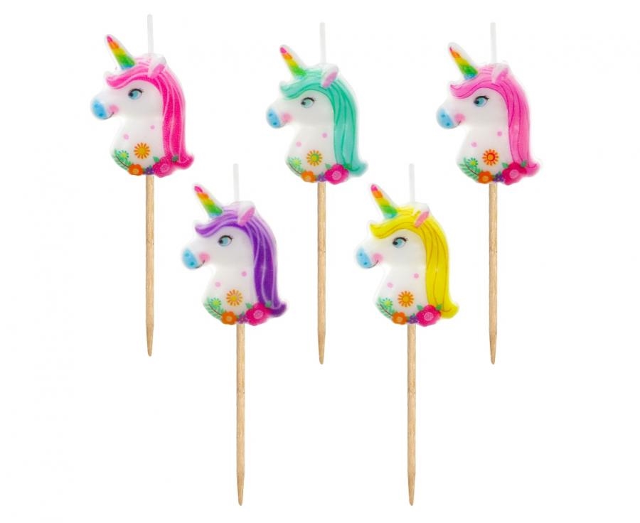 Świeczki pikery Jednorożce kolorowe 5szt GoDan