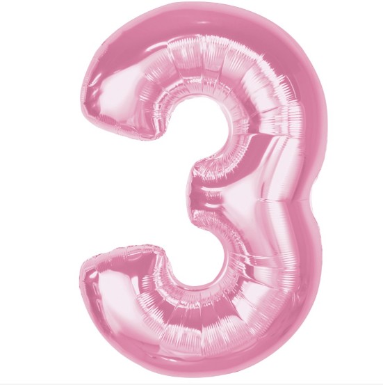 Balon foliowy B&C cyfra "3" j. różowa 92cm CH-S9J3 GoDan