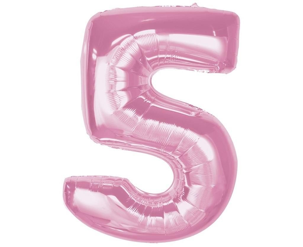 Balon foliowy B&C cyfra "5" j. różowa 92cm CH-S9J5 GoDan