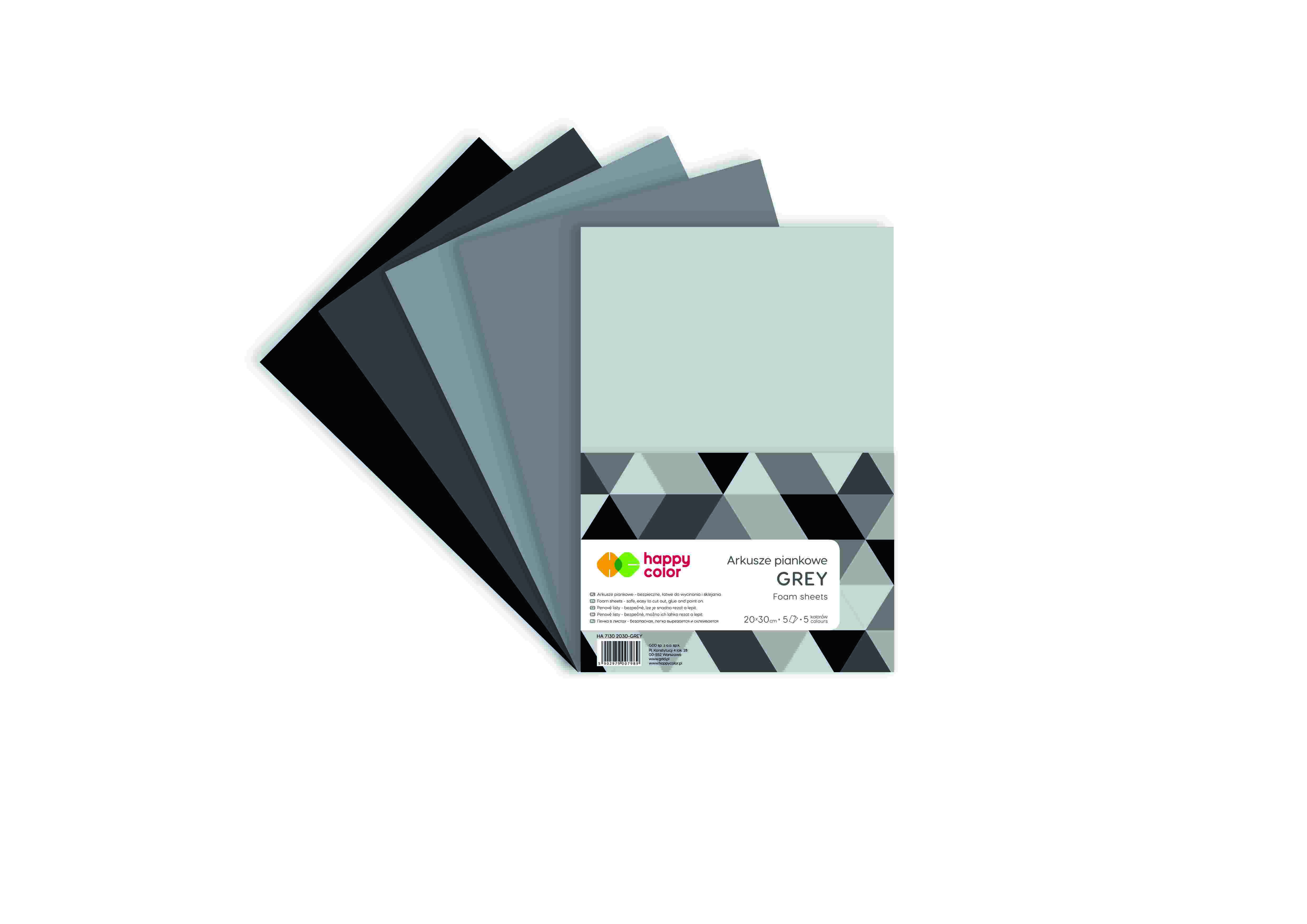 Arkusze piankowe A4/5ark Grey 5 kolorów HA 7130 2030-GREY GDD