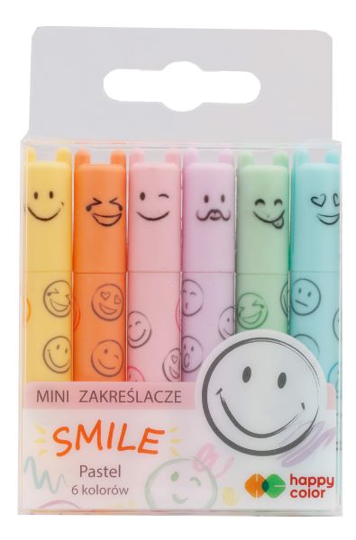 Zakreślacze mini Smile 6 kol. pastelowych Happy Color