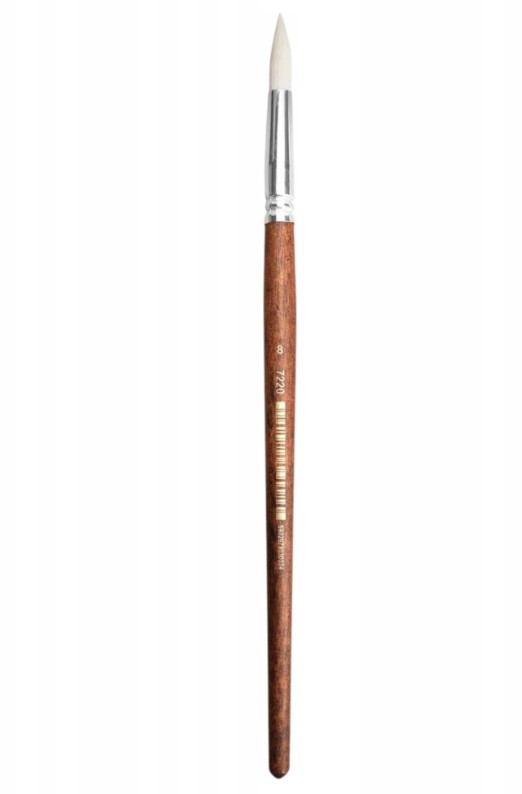Pędzel hobby naturalny, biała koza, okrągły nr 8 Happy Color HA 7220 1022-8