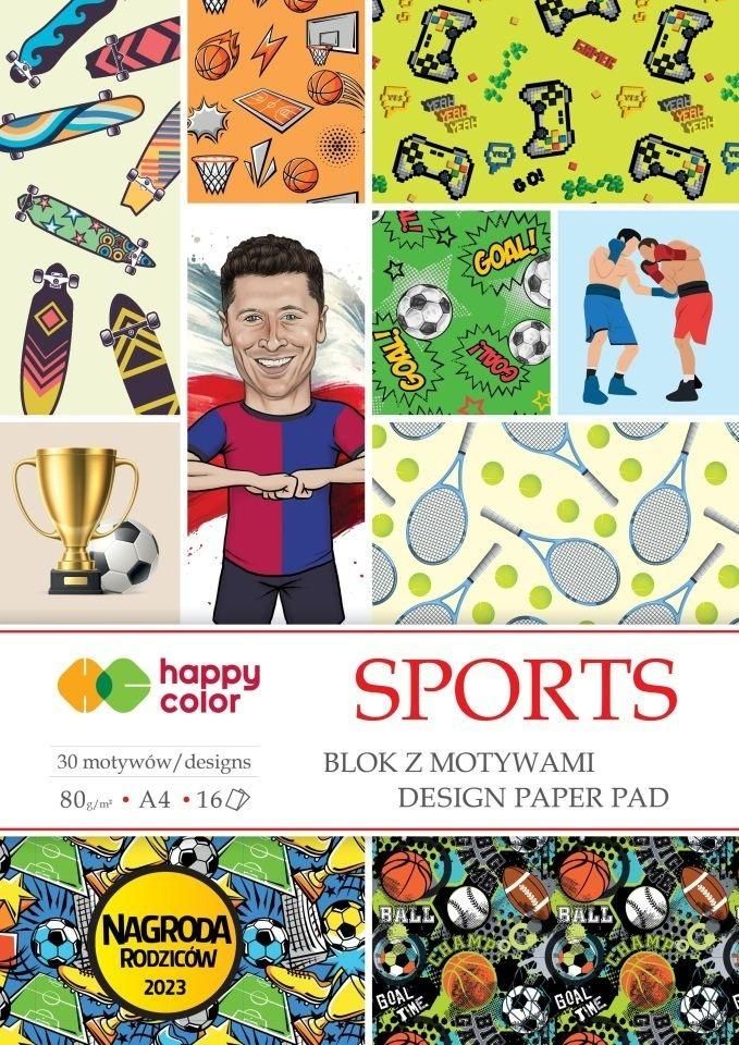 Blok z motywami Sports A4/16ark 80g 30 motywów Happy Color HA 3808 2030-ST