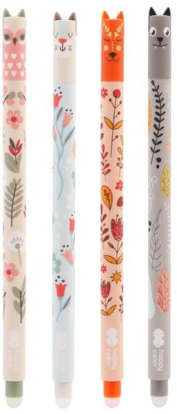 Długopis wymazywalny Uszaki Floral Art 0,5mm niebieski Happy Color HA 4120 01FA-3