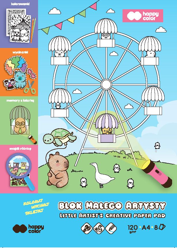 Blok Kolorowanka Małego Artysty Kapibara Kapi Fun 120g/m2 A4 8k.HA 3812 2030-MAKF Happy Color