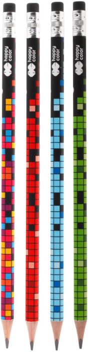 Ołówek trójkątny z gumką 2B Pixi Blox Happy Color GDD