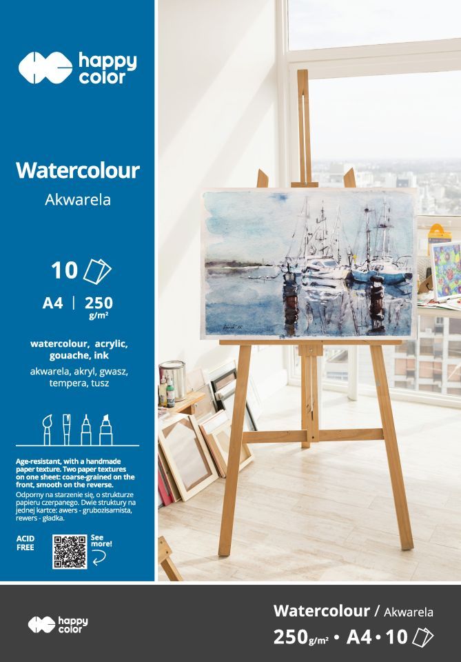 Blok akwarelowy ART A4/10ark 250g Happy Color HA 3725 2030-AK10