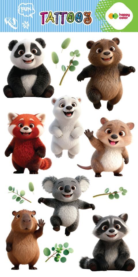 Tatuaże zmywalne LOVELY BEARS 100x200mm Happy Color HA 4261 1020-KA07 GDD