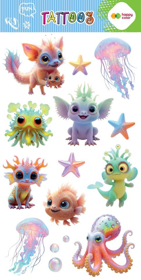 Tatuaże zmywalne AQUA CUTIES 100x200mm Happy Color HA 4261 1020-AC01 GDD